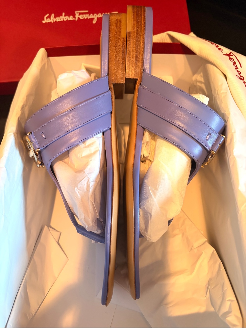 Salvatore Ferragamo Lavender Vara Bow Thong Slide Sandals - Picture 2 of 8